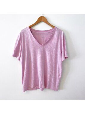 Everlane Light Pink V Neck Tee, Size Large